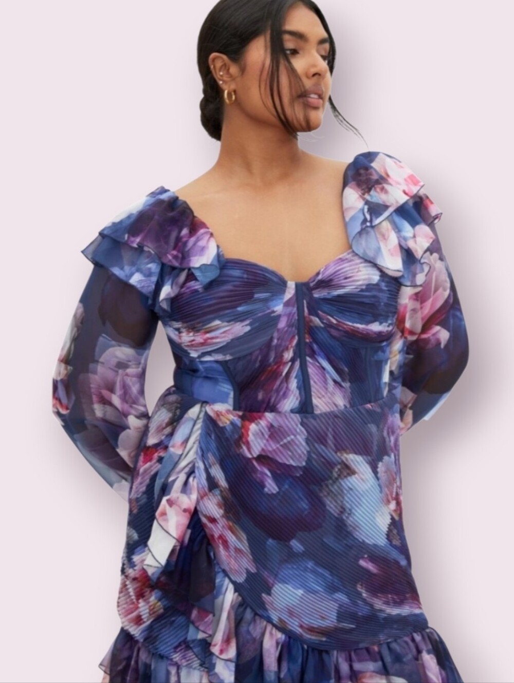 City Chic Crysta Dress, Gorgeous Floral Ruffle Off Shoulder Dress!